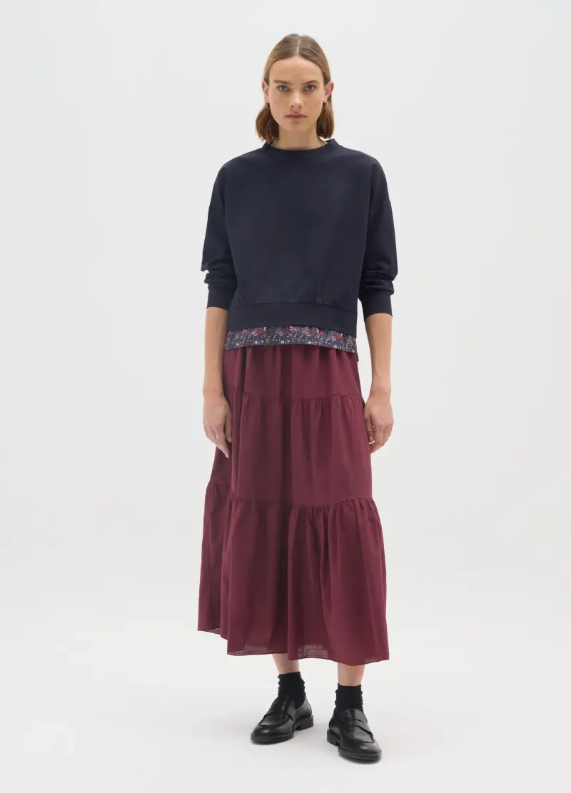 Maglia Blu Regular Fit Con Fiori, Donna, Blu miniatura 2