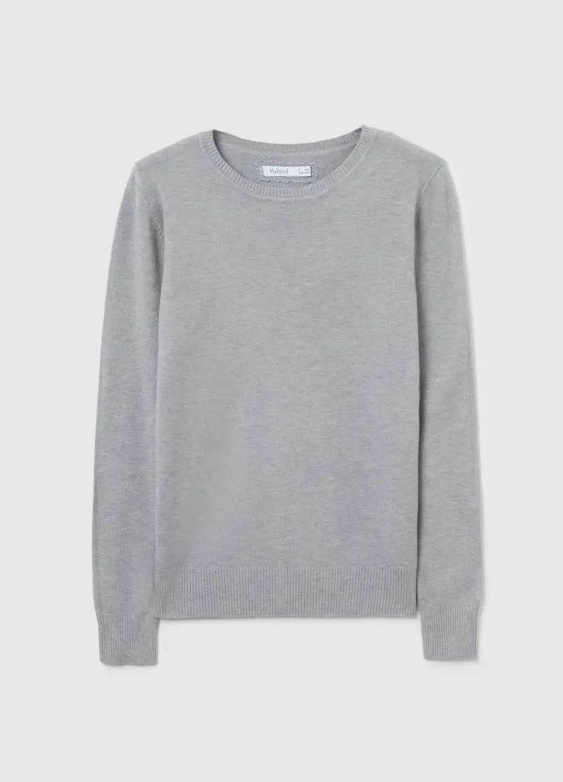 Maglia Girocollo Grigia Con Maniche Lunghe, Donna, Grigio