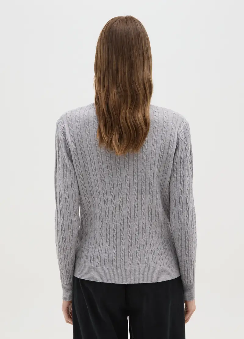 Maglia Grigia Intrecciata Regular Fit, Donna, Grigio miniatura 3