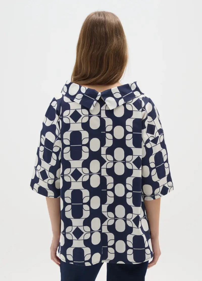 Maglia In Cotone Elasticizzato Multicolor Con Stampa, Donna, Multicolor miniatura 3