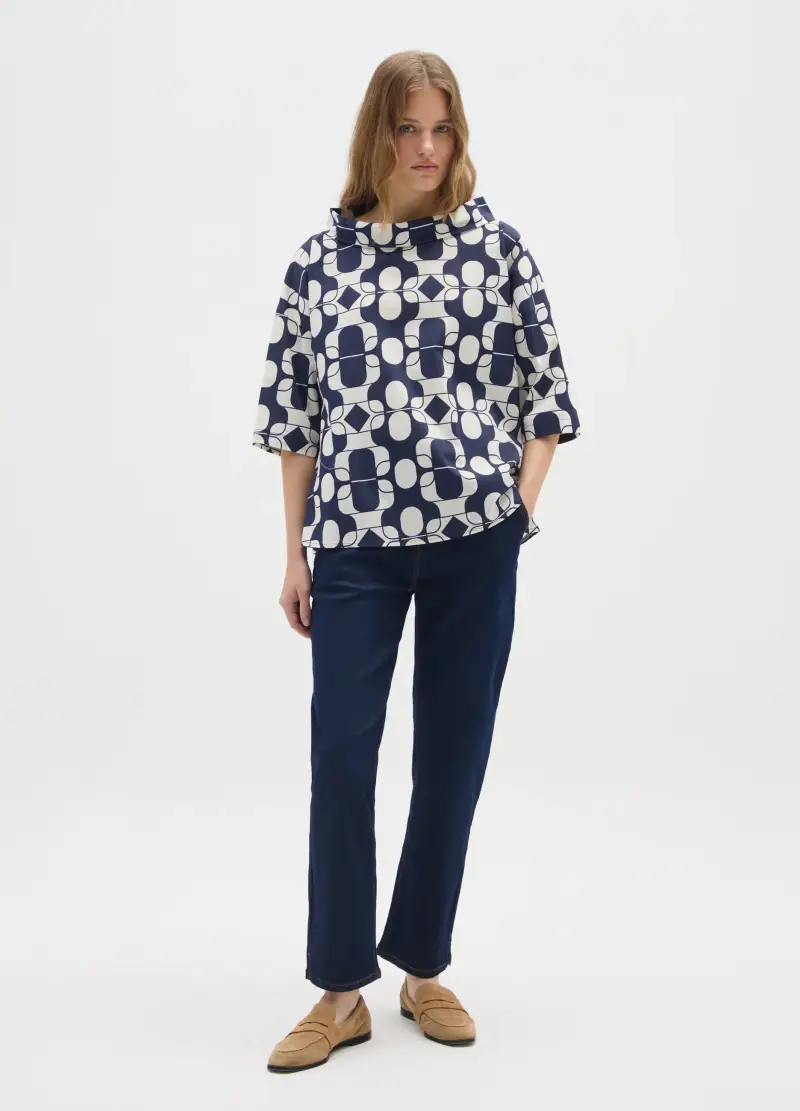 Maglia In Cotone Elasticizzato Multicolor Con Stampa, Donna, Multicolor