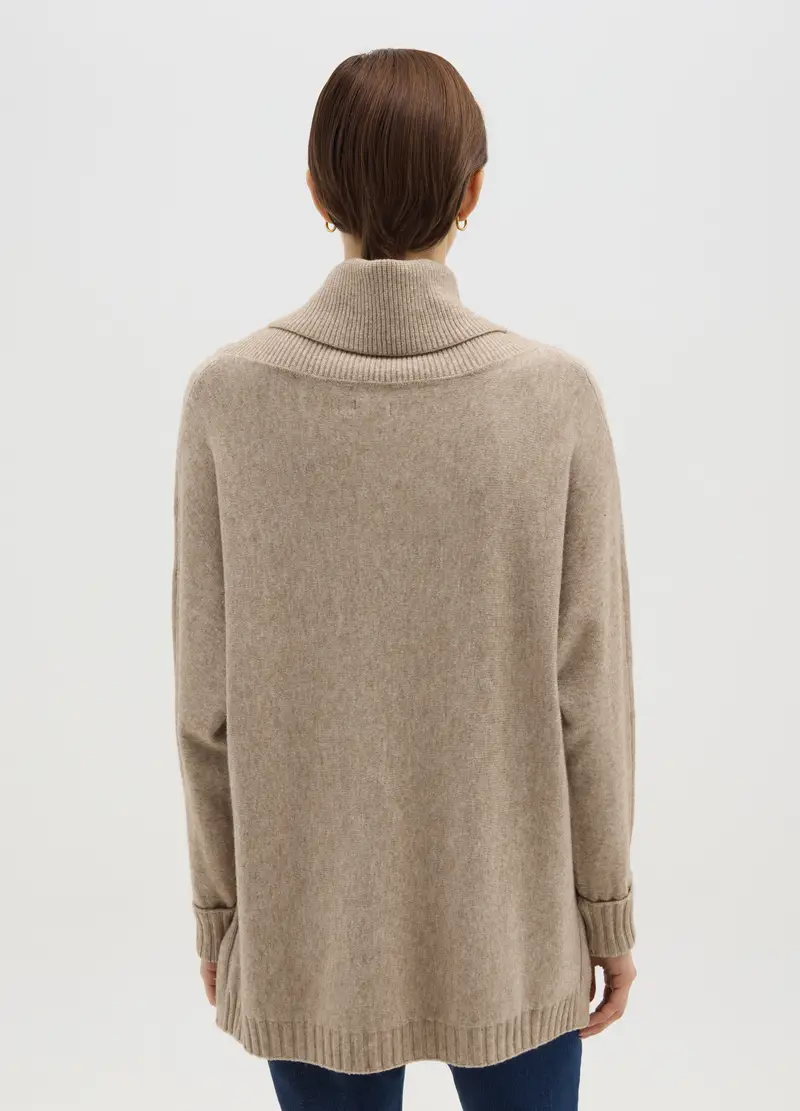 Maglione Beige Regular Fit Con Collo Alto, Donna, Beige miniatura 3