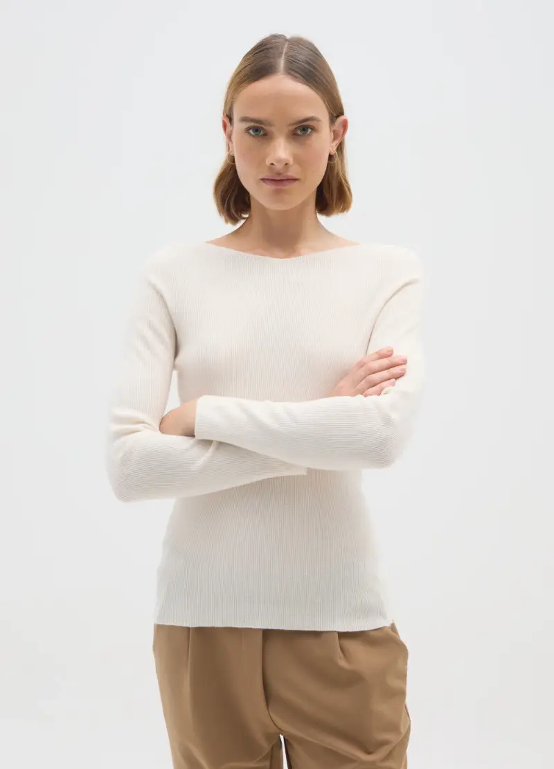 Maglione Bianco Regular Fit, Donna, Bianco miniatura 2