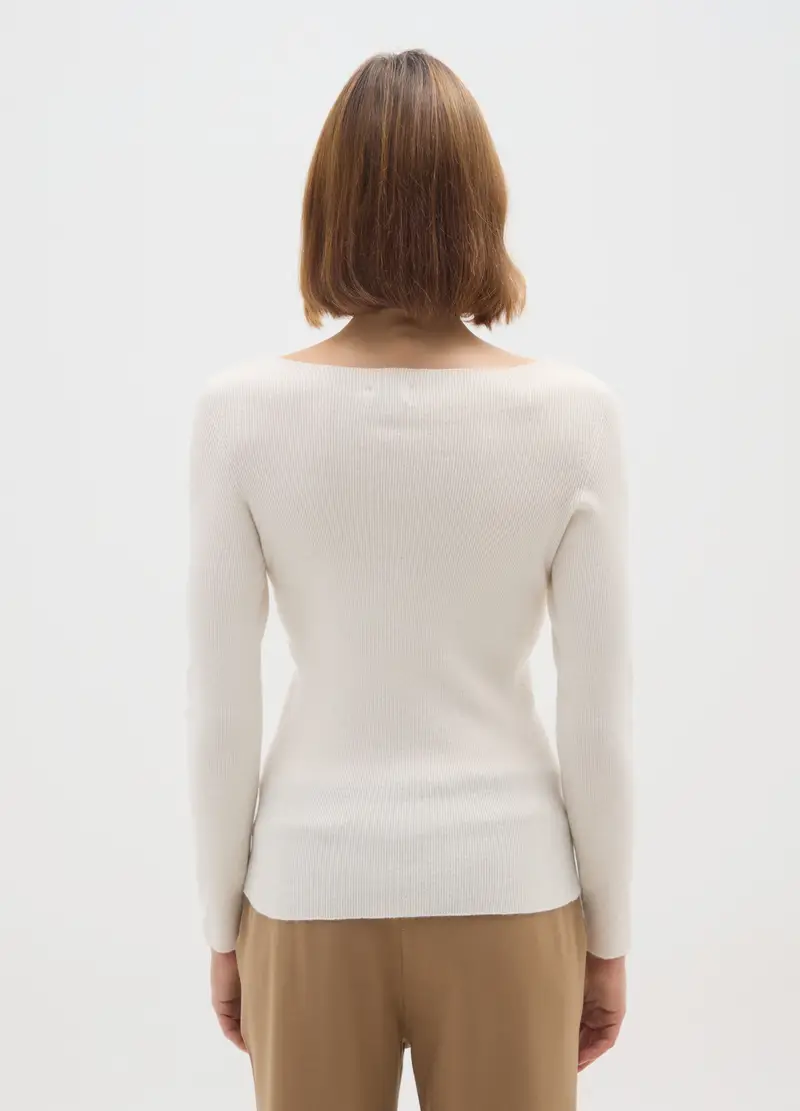 Maglione Bianco Regular Fit, Donna, Bianco miniatura 3