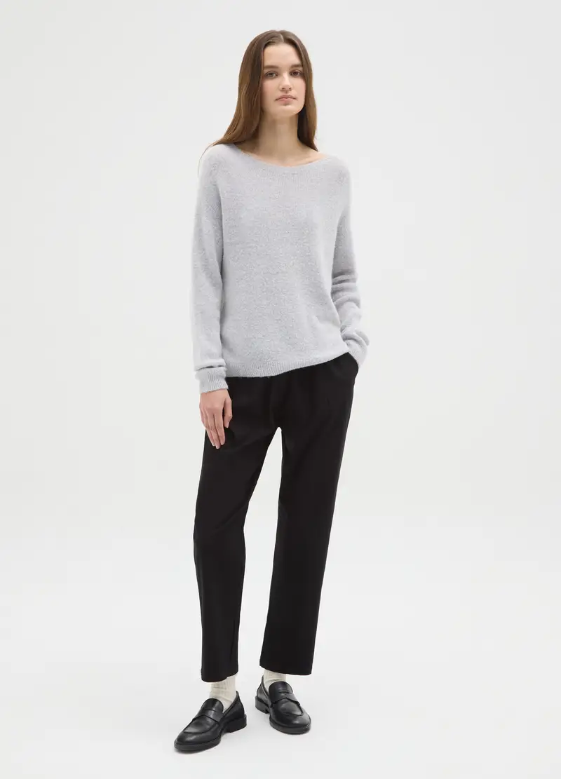 Maglione Grigio Girocollo Regular Fit, Donna, Grigio miniatura 2