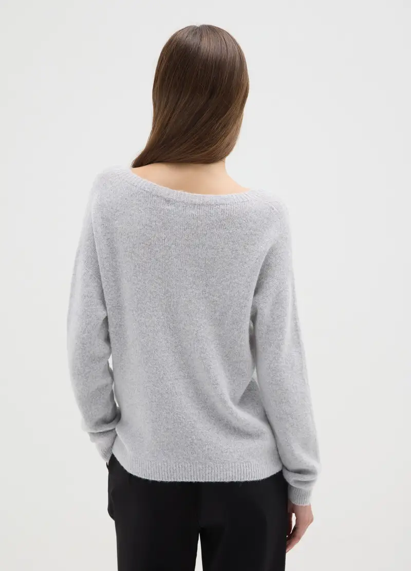 Maglione Grigio Girocollo Regular Fit, Donna, Grigio miniatura 3