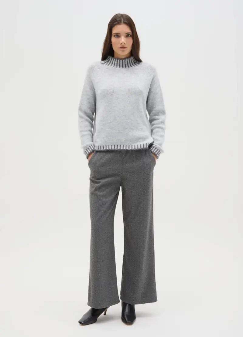 Maglione Grigio Regular Fit Con Collo A Coste E Dettagli Cut-out, Donna, Grigio miniatura 2