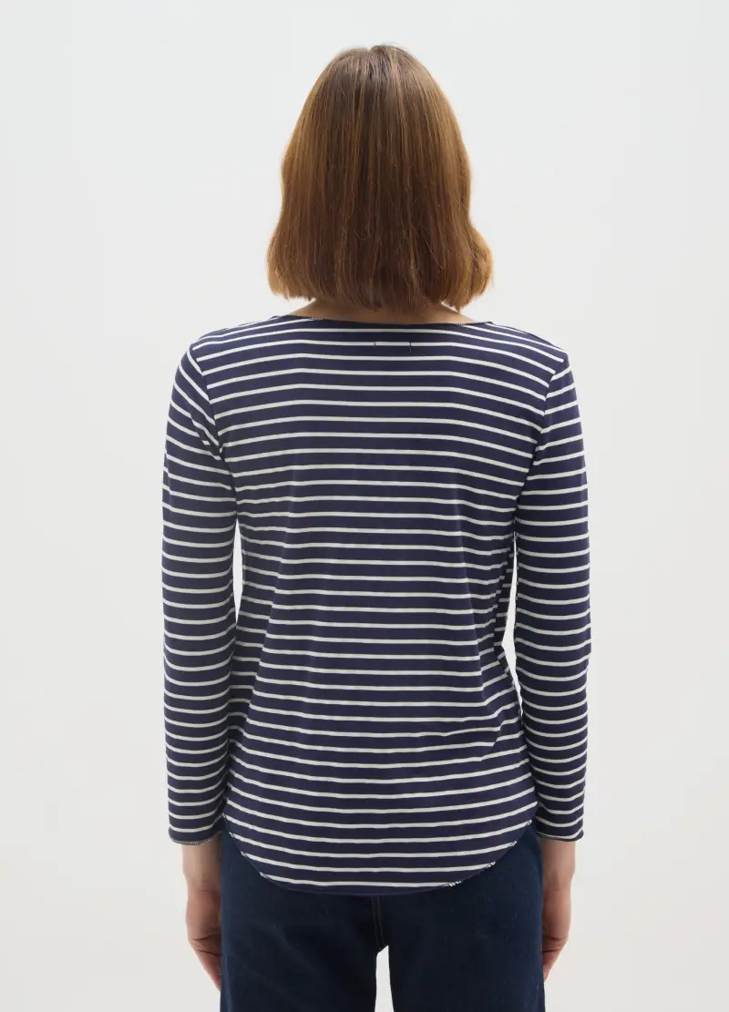 Maglione In Puro Cotone Multicolor A Righe, Donna, Multicolor miniatura 3