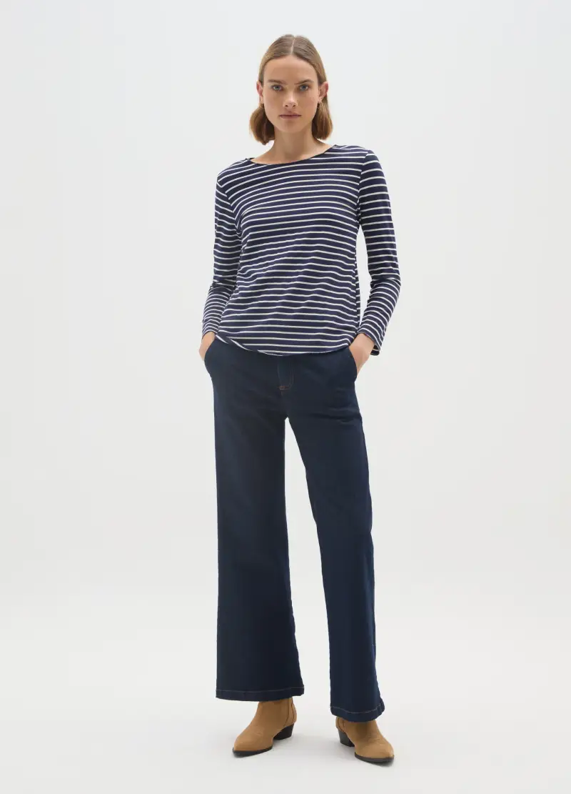 Maglione In Puro Cotone Multicolor A Righe, Donna, Multicolor