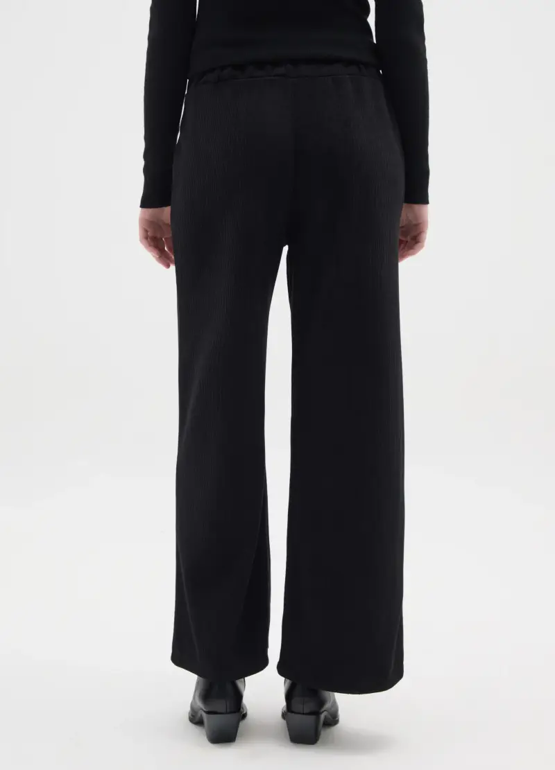 Pantaloni A Gamba Larga Neri Regular Fit, Donna, Nero miniatura 3