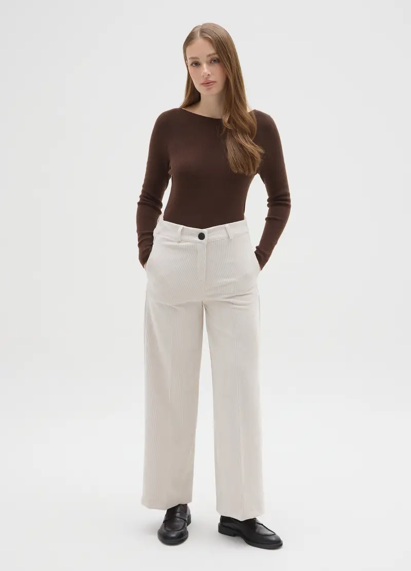 Hybrid Pantaloni beige a Coste Regular Fit Donna