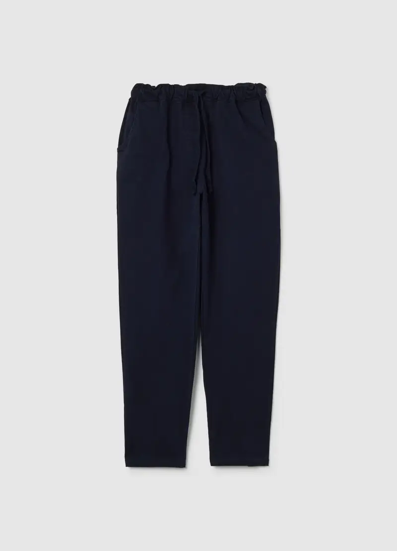 Pantaloni Blu Con Vita Elasticizzata E Coulisse, Donna, Blu