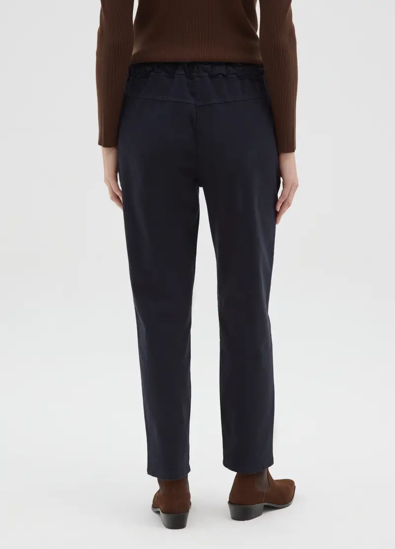 Pantaloni Blu Con Vita Elasticizzata E Coulisse, Donna, Blu miniatura 3