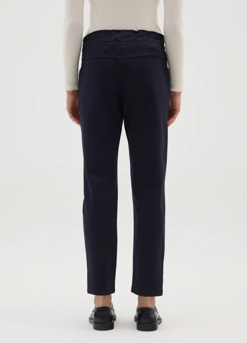 Pantaloni Blu Elasticizzati, Donna, Nero miniatura 3