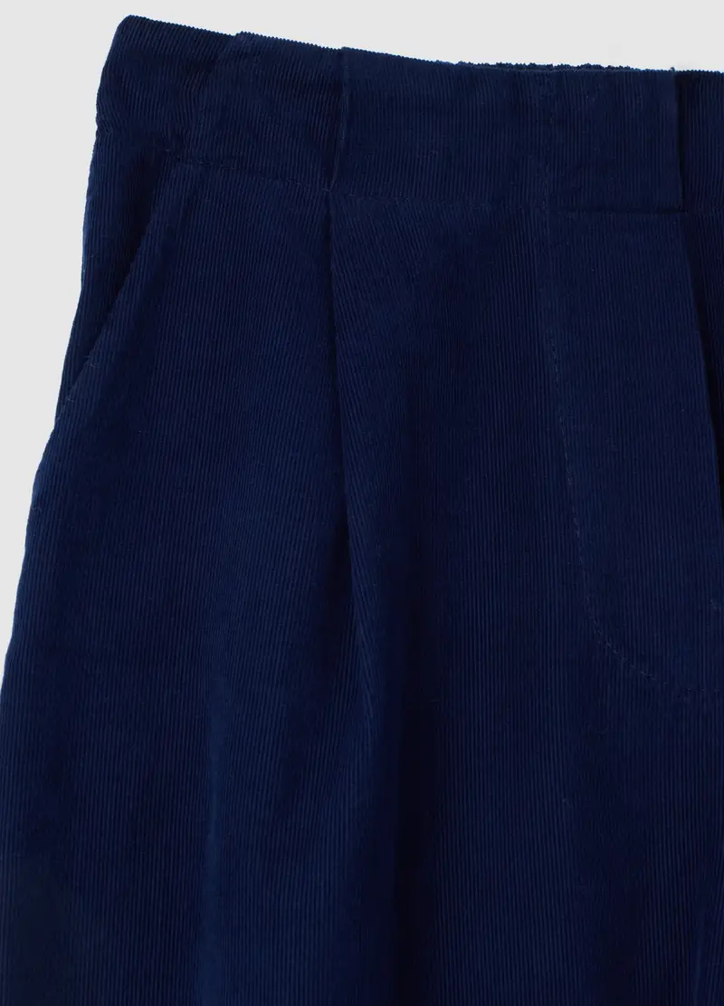 Pantaloni Blu In Puro Cotone, Donna, Blu miniatura 2