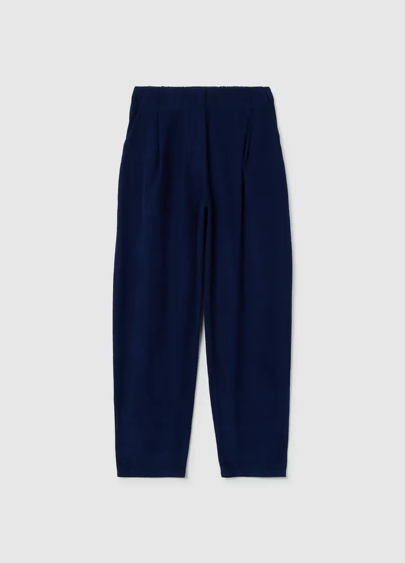 Pantaloni Blu In Puro Cotone, Donna, Blu