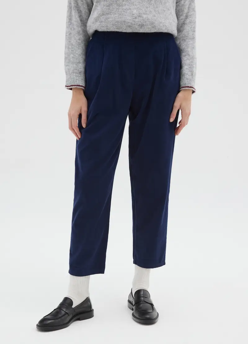 , Pantaloni Blu In Puro Cotone, Donna, Blu miniatura 2