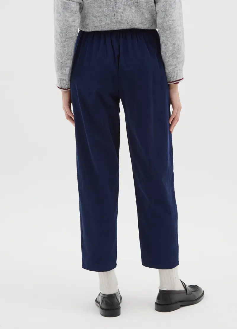 , Pantaloni Blu In Puro Cotone, Donna, Blu miniatura 3
