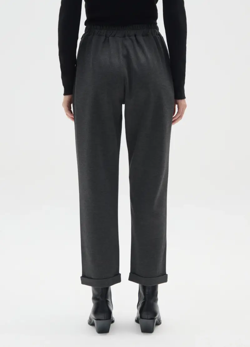 Pantaloni Grigi Elasticizzati In Misto Viscosa, Donna Adult miniatura 3
