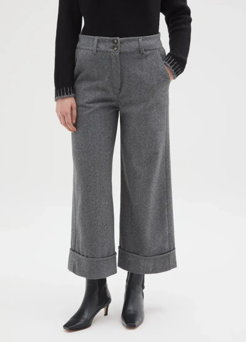 Pantaloni Grigi Regular Fit Con Vita Elasticizzata, Donna, Grigio miniatura 2