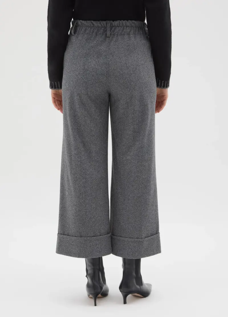 Pantaloni Grigi Regular Fit Con Vita Elasticizzata, Donna, Grigio miniatura 3