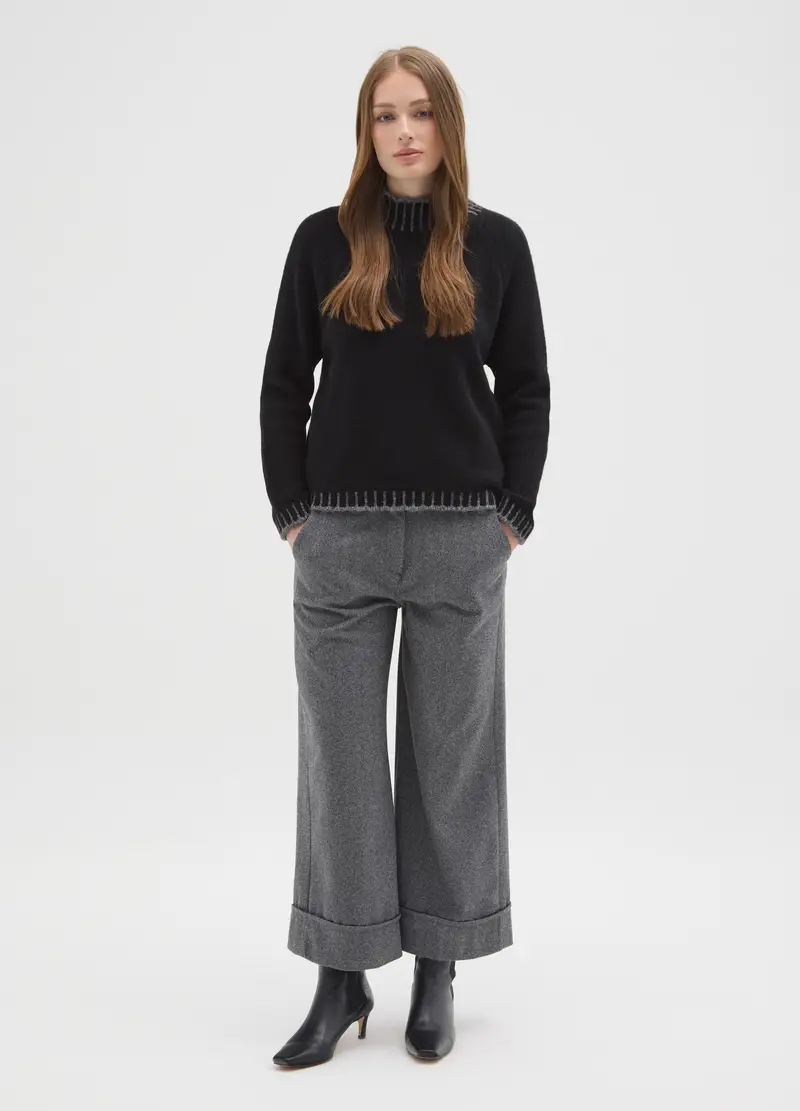 Pantaloni Grigi Regular Fit Con Vita Elasticizzata, Donna, Grigio