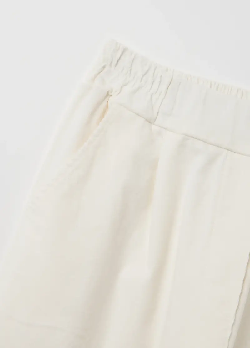 Pantaloni In Cotone Elasticizzato Bianchi Regular Fit, Donna, Bianco miniatura 2