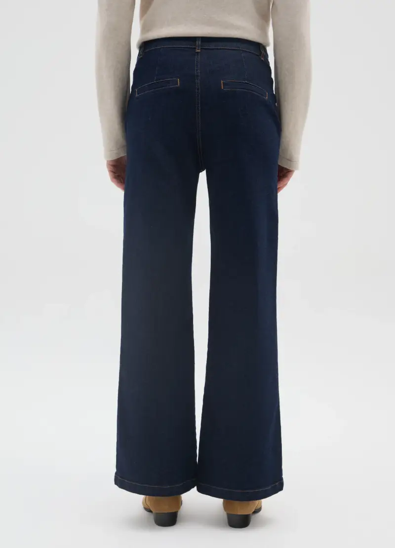 Pantaloni In Cotone Elasticizzato Blu Regular Fit, Donna, Blu miniatura 3