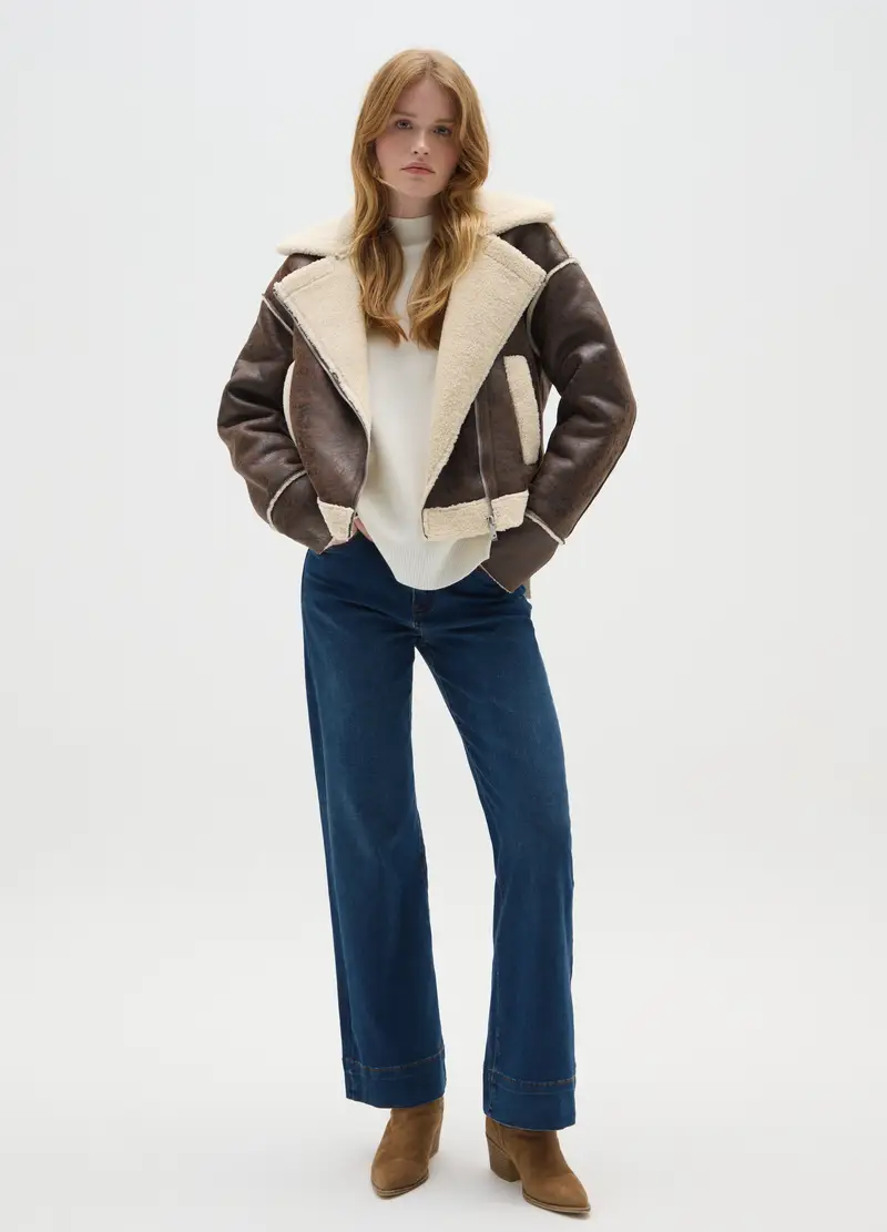 Pantaloni In Cotone Elasticizzato Blu Regular Fit, Donna, Blu