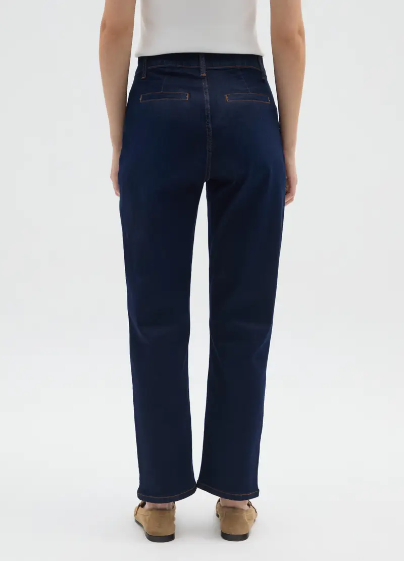 Pantaloni In Misto Cotone Blu Regular Fit, Donna, Blu miniatura 3