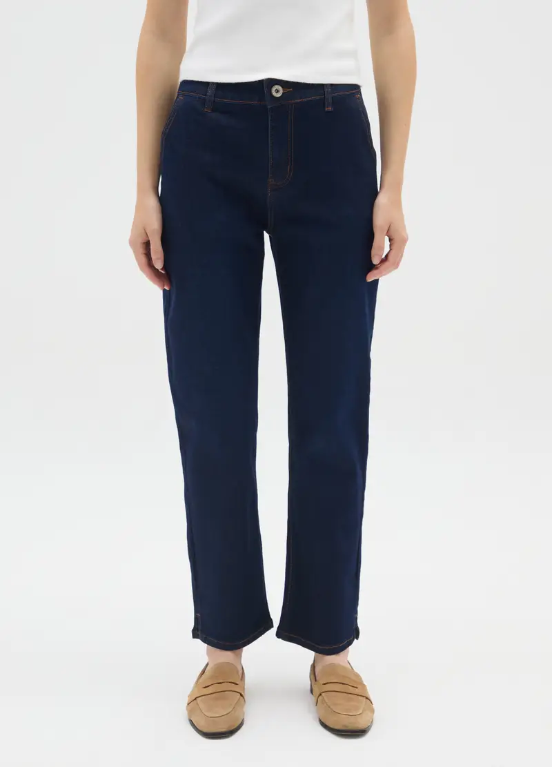 Pantaloni In Misto Cotone Blu Regular Fit, Donna, Denim miniatura 2