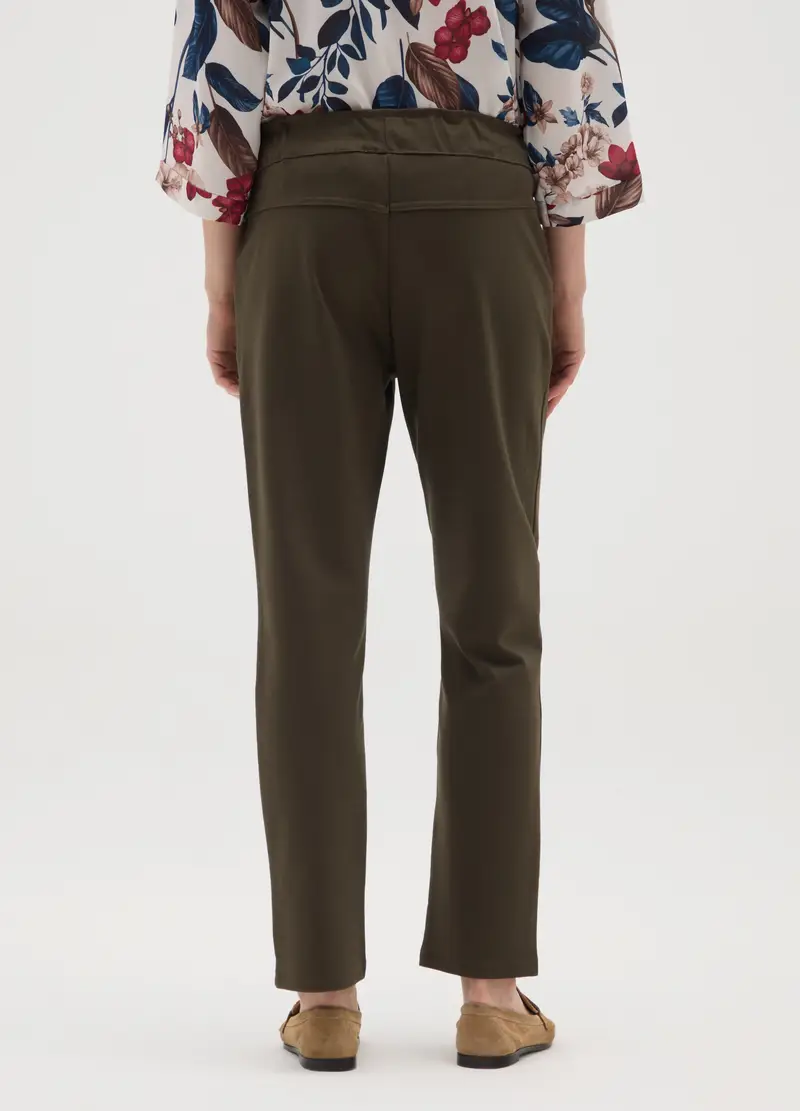 Pantaloni In Misto Elasticizzato Verdi Regular Fit, Donna, Verde miniatura 3
