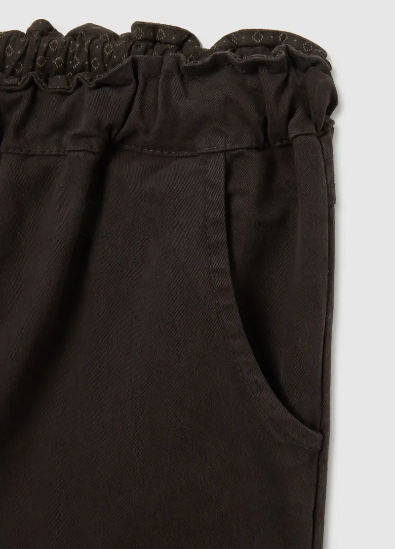 Pantaloni Marroni Con Vita Elasticizzata E Coulisse, Donna, Marrone miniatura 2