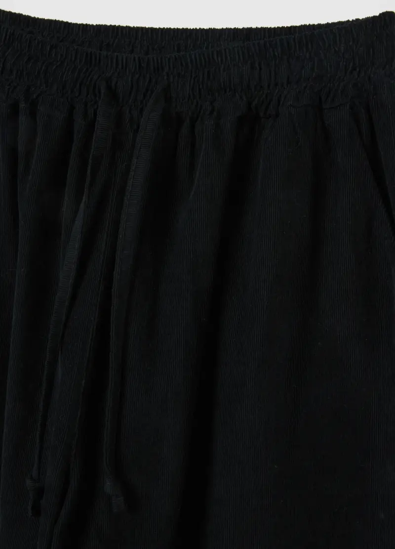 Pantaloni Neri In Puro Cotone Con Vita Elasticizzata, Donna, Nero miniatura 2