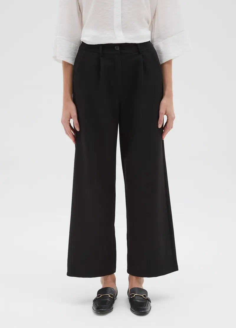 Pantaloni Neri Regular Fit, Donna, Nero miniatura 2