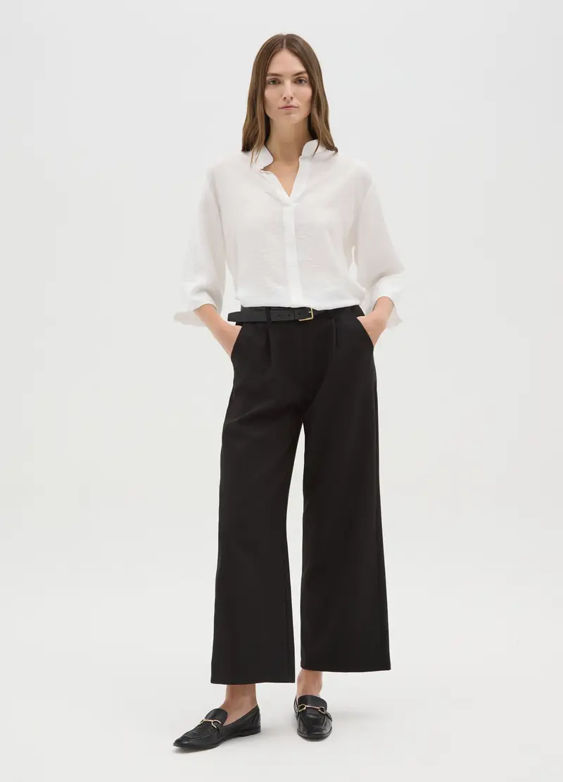 Pantaloni Neri Regular Fit, Donna, Nero