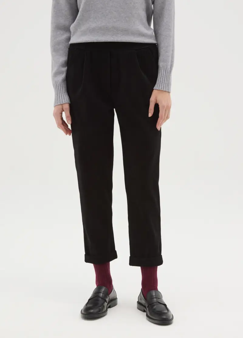 Pantaloni Neri Regular Fit, Donna, Nero miniatura 2