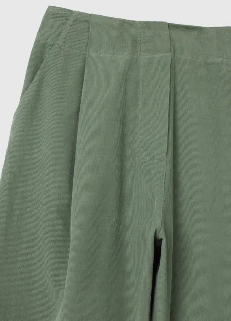 Pantaloni Verdi In Puro Cotone, Donna, Verde miniatura 2