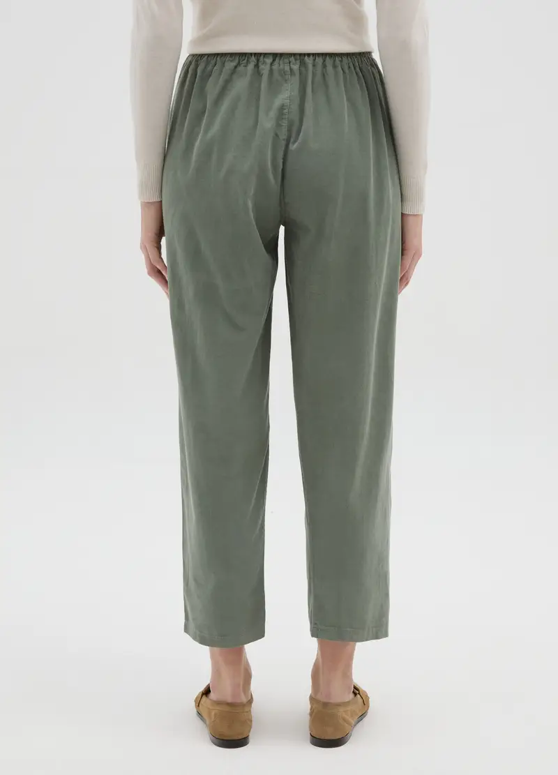 Pantaloni Verdi In Puro Cotone, Donna, Verde miniatura 3