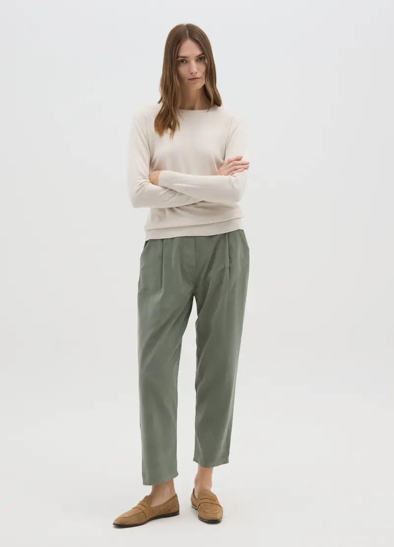 Pantaloni Verdi In Puro Cotone, Donna, Verde