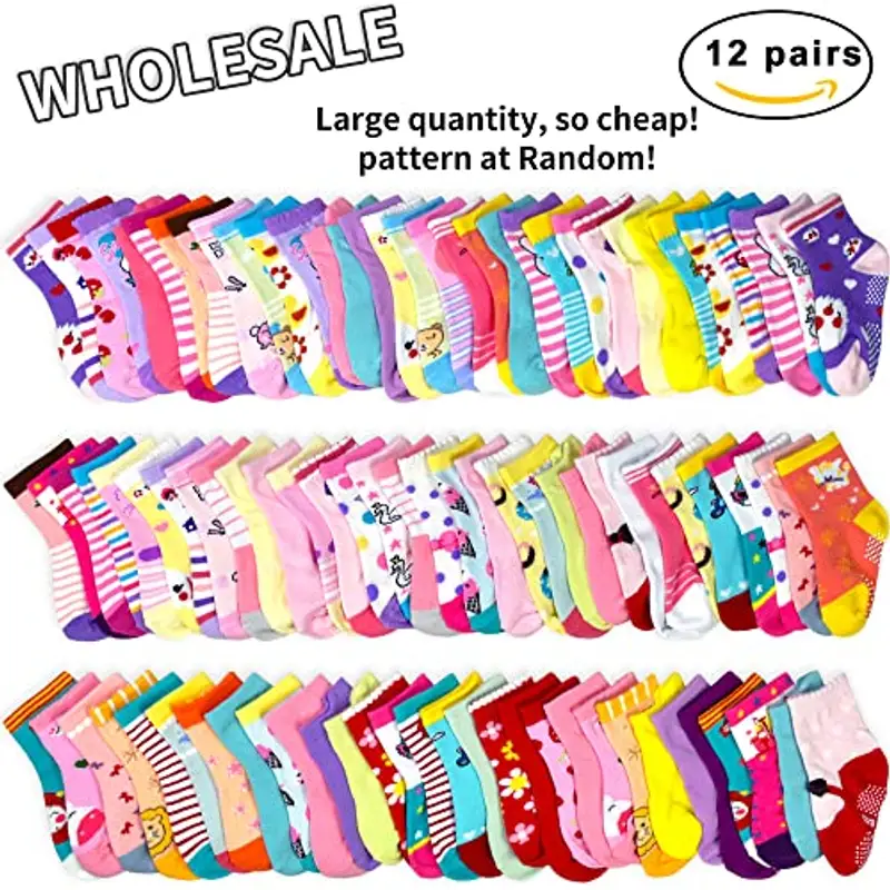 HYCLES Calzini antiscivolo per bambini, 12 paia di calzini antiscivolo per bambini da 0 a 7 anni, Mystery Box per miniatura 2