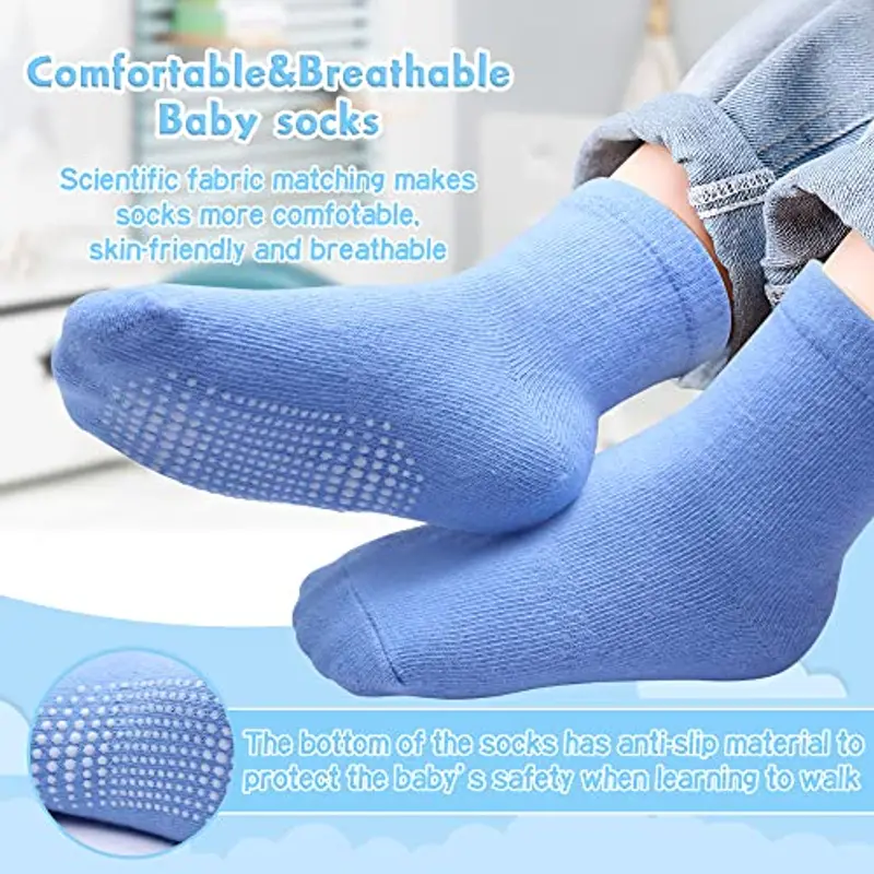 HYzgb Calzini da bambino 3 anni 4 anni 5 anni 12 paia di calzini da bambino con impugnatura in cotone girocollo miniatura 2