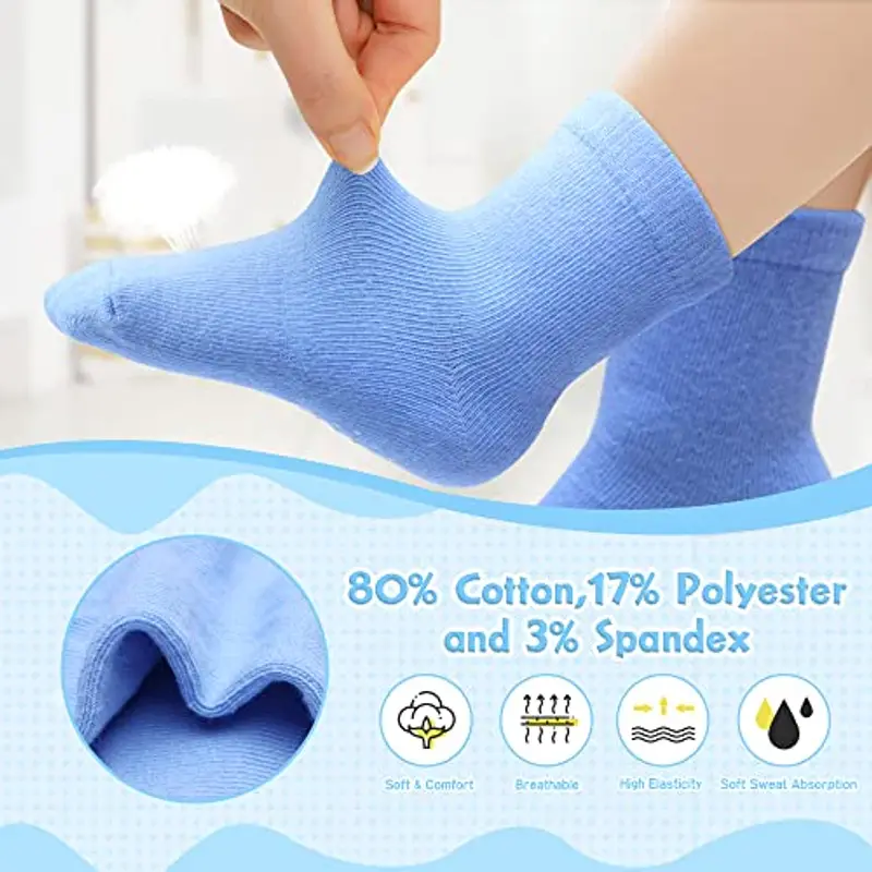 HYzgb Calzini da bambino 3 anni 4 anni 5 anni 12 paia di calzini da bambino con impugnatura in cotone girocollo miniatura 3