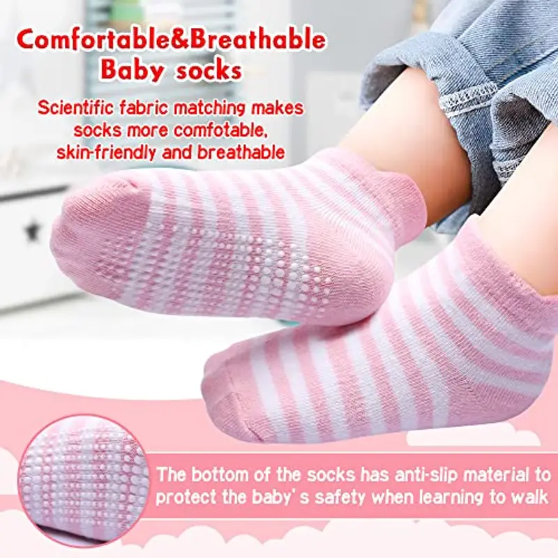 HYzgb Calzini per bambini 3 anni 4 anni 5 anni Calzini per bambina con impugnature 12 paia di calzini antiscivolo in miniatura 2