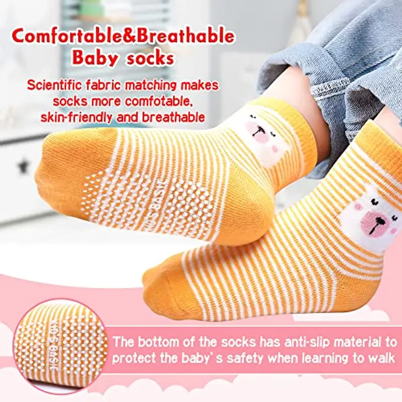 HYzgb Calzini per bambini 3 anni 4 anni 5 anni Calzini per bambina con impugnature 12 paia di calzini in cotone miniatura 2