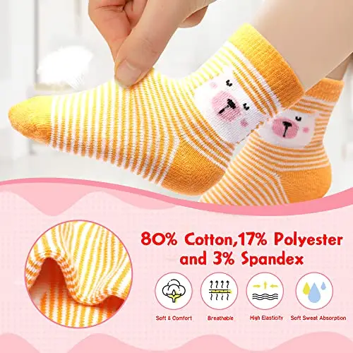 HYzgb Calzini per bebè 12-18 mesi Calzini per bambine con impugnature antiscivolo 12 paia di calzini in cotone per miniatura 3