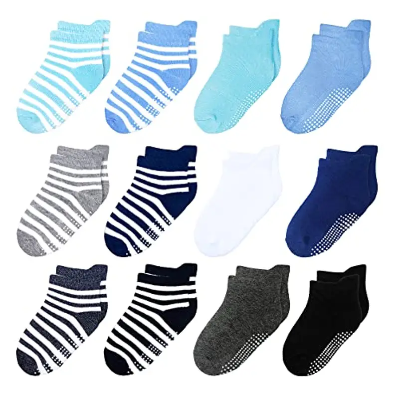 HYzgb Calzini per neonati 12-18 mesi calzini da bambino con impugnature 12 paia di calzini antiscivolo in cotone, 1