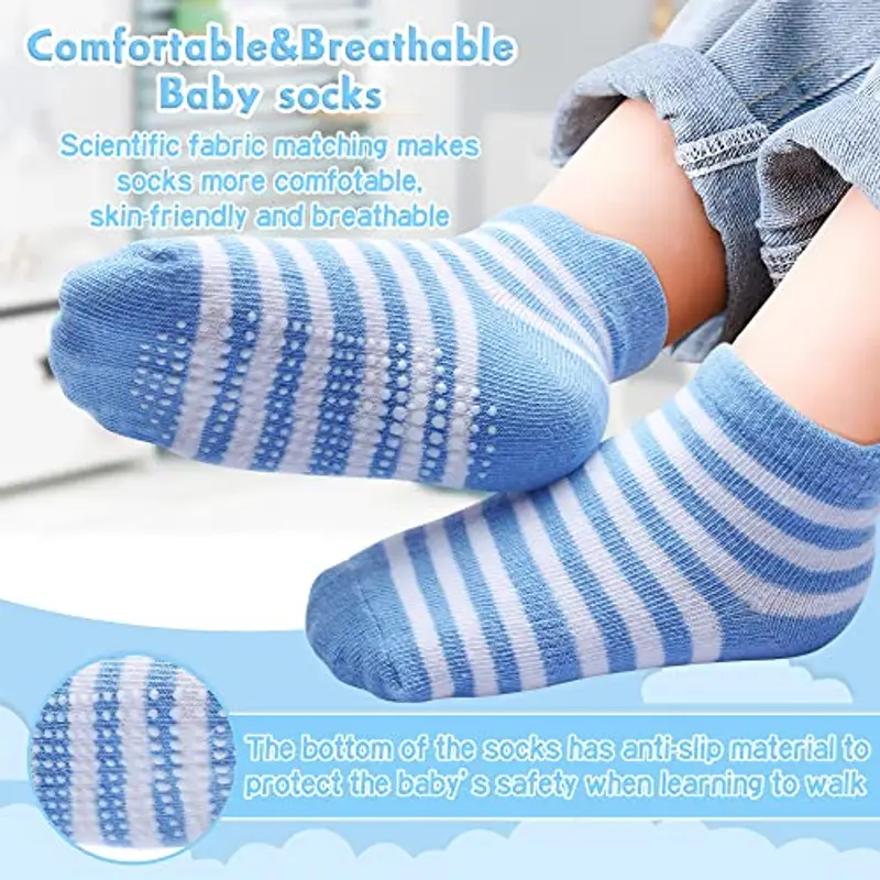 HYzgb Calzini per neonati 12-18 mesi calzini da bambino con impugnature 12 paia di calzini antiscivolo in cotone, 1 miniatura 2