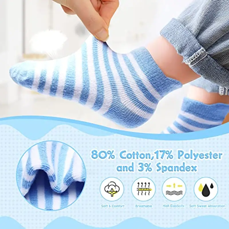 HYzgb Calzini per neonati 12-18 mesi calzini da bambino con impugnature 12 paia di calzini antiscivolo in cotone, 1 miniatura 3