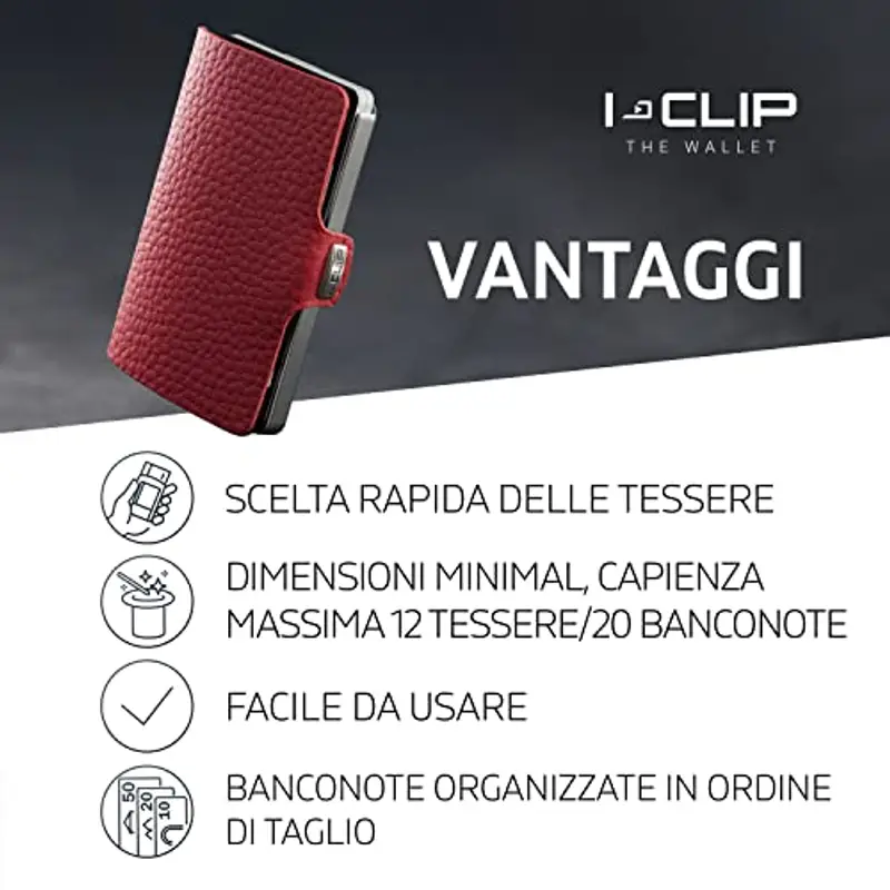 I-CLIP Porta carte di credito Uomo Rosso 1599873 miniatura 3